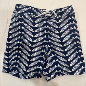 Janie and Jack Blue and White Fish Print Shorts